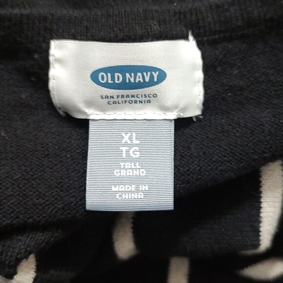 Old Navy black white striped light weight  sweater  Sz XL Tall - Picture 5 of 5